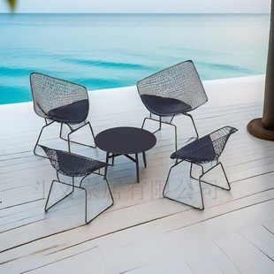 Table and Chair Leisure Shop Balcony Coffee Milk Tea Outdoor Outdoor Iron Table and Chair Open-Air Sales Department Garden Courtyard Terrace