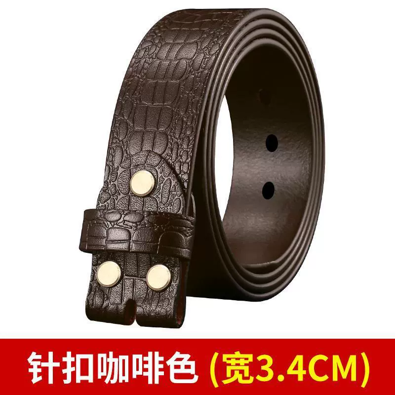 Belt men's leather without taking the lead with a smooth buckle and punching the head, the waist strap, no buckle, the male style cowhide without buckle pants band