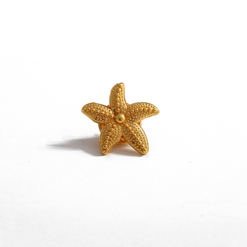 Broche étoile de mer dorée accessoire décoratif pour sac et chapeau_voghion.com