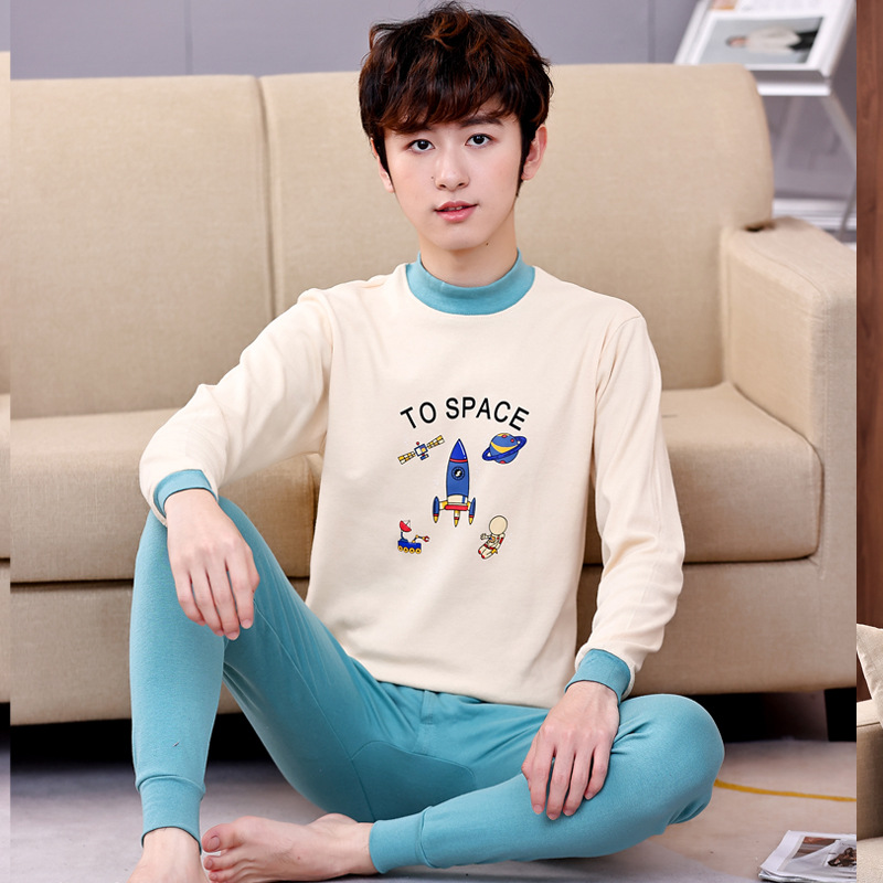Adolescentes medio y grande ropa interior para niños traje de niños extra grande ropa de otoño pantalones largos traje suéter de algodón ropa interior larga para hombres