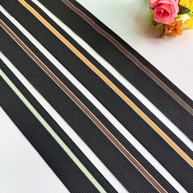 新款4cm条纹间色松紧带 弹力松紧带服装裤裙腰带头灯辅料厂家批发