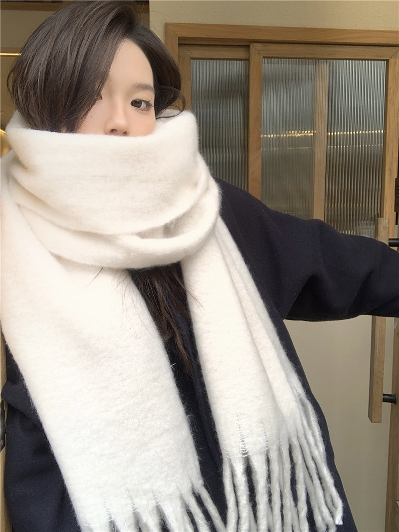 Mohair de couleur unie pour filles 2023 automne et hiver nouvelle version coréenne polyvalente étudiant i mitation cachemire châle chaud_voghion.com