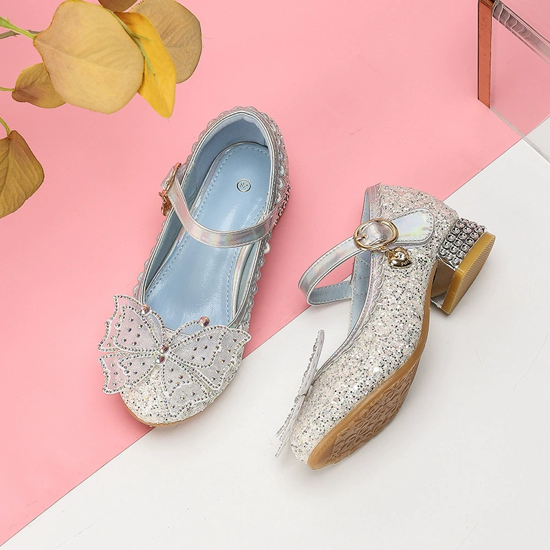 Обувь принцессы для девочек 2024 новая хрустальная сетка