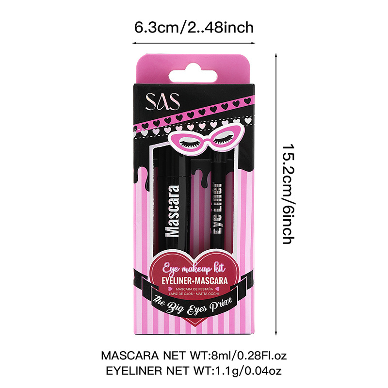 USHAS rímel spot transfronterizo europeo y americano + delineador de ojos conjunto impermeable no es fácil de atemorizarse grueso SAC074