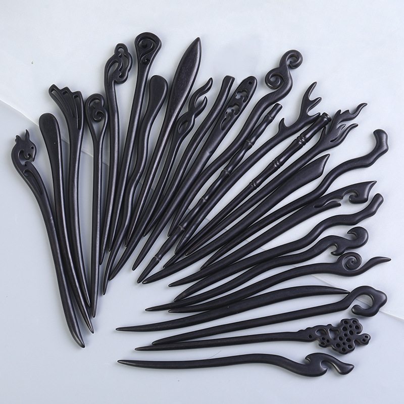 Ebony hairpin wholesale antique hairpin high-end sense new Chinese wooden hairpin plate hair classical hair pin Hanfu hair accessories