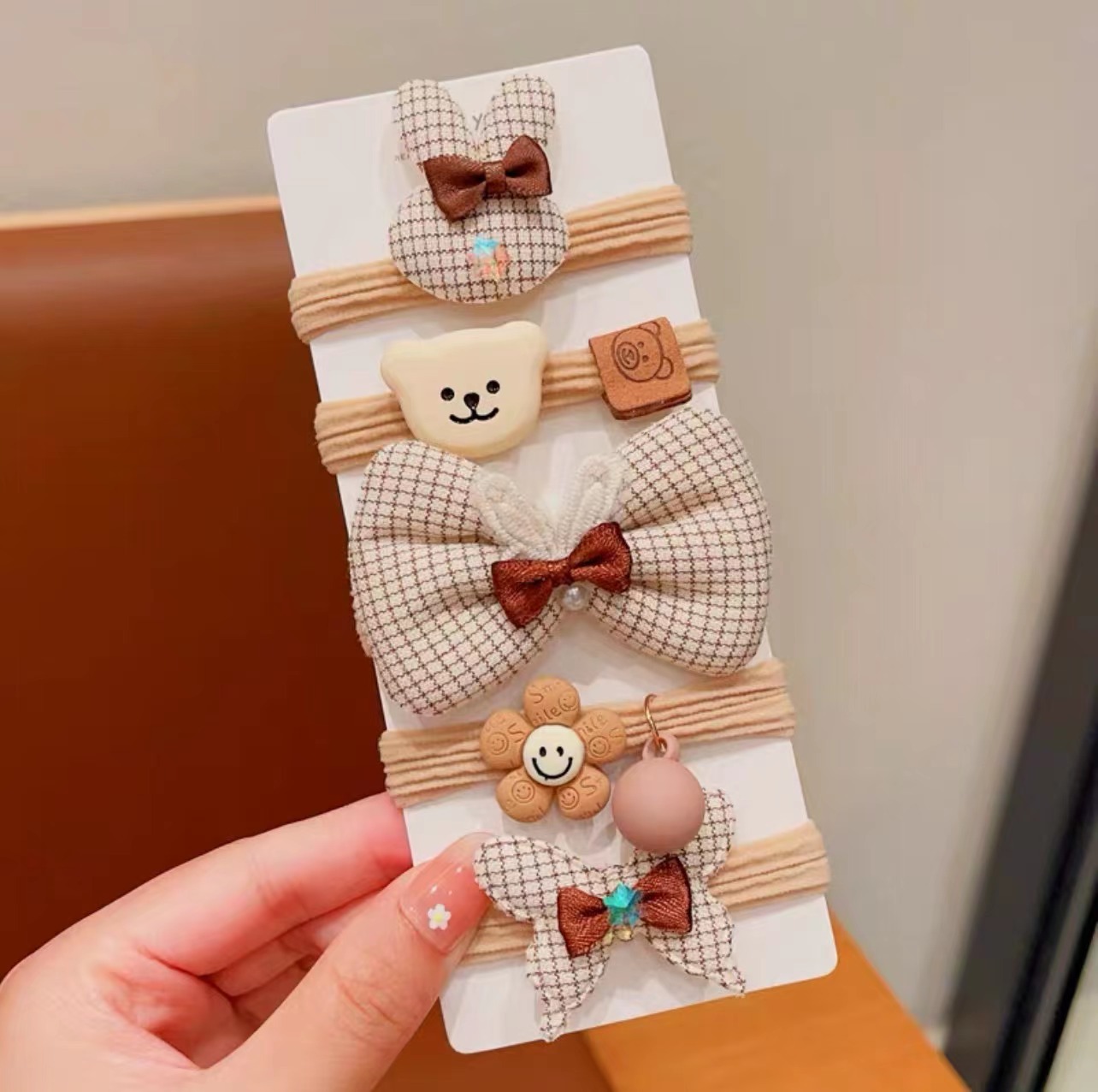 Coleteros para Niñas Color Café con Leche para Primavera y Verano, para Atar Coletas Altas, Accesorios para el Cabello que No Dañan el Cabello, Venta al por Mayor para Niñas