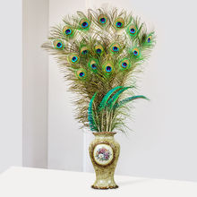 欧式艺术摆件创意家居装饰品客厅电视柜工艺品插干花孔雀羽毛花瓶