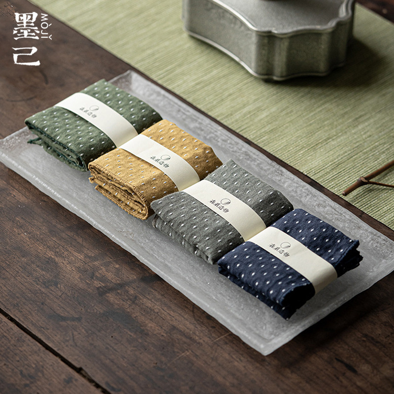 Moji thickened cotton and linen tea towel tea cloth absorbent cloth tablecloth pot towel tea table mat kung fu tea set accessories