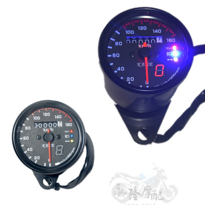 摩托车复古里程表带档三灯显示速度仪表改装咪表迈速表档位显示表|ru