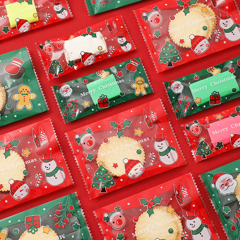 新款圣诞节雪花酥包装袋曲奇饼干机封袋牛轧糖烘焙包奘袋糖果袋子