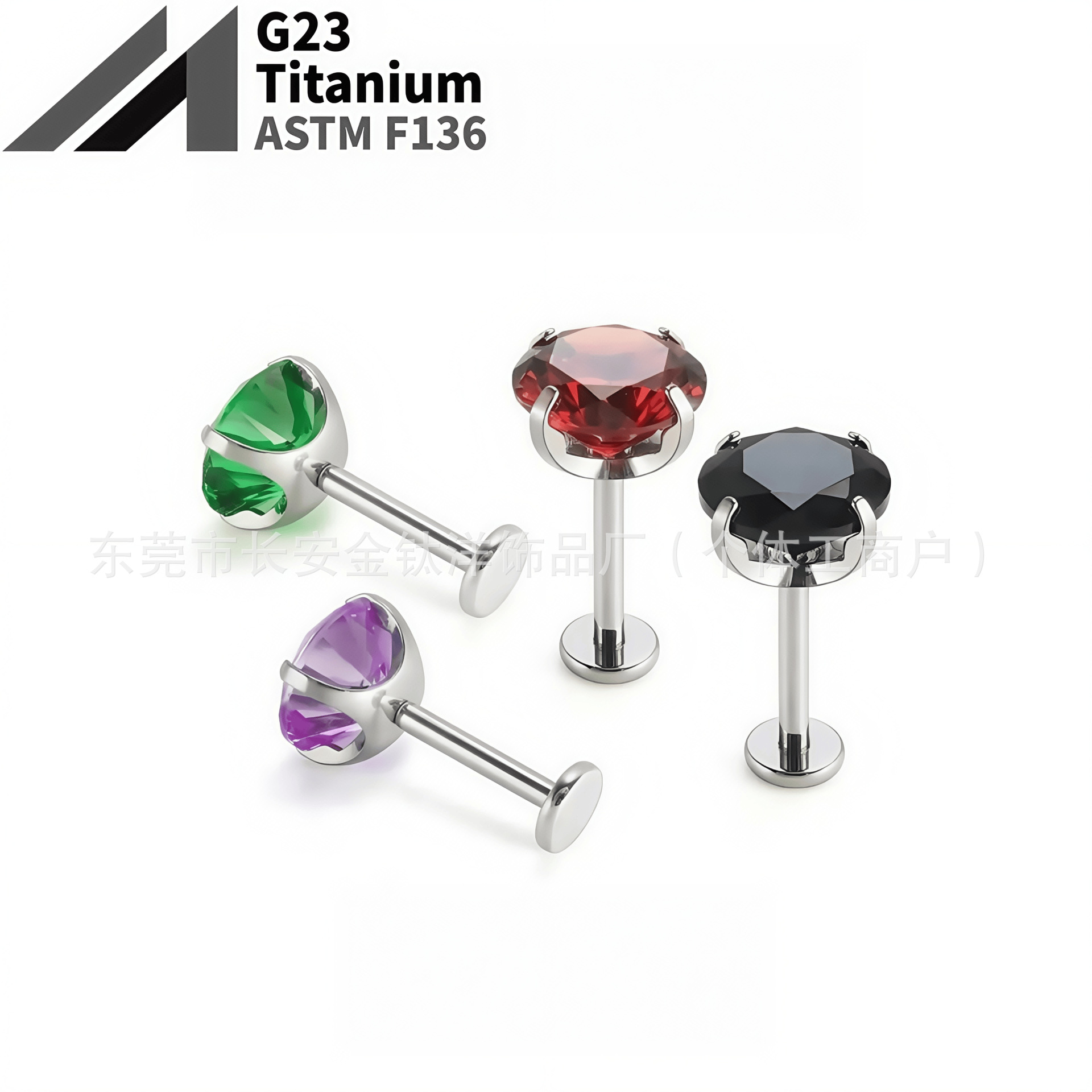 16G labret stud size and finish detail