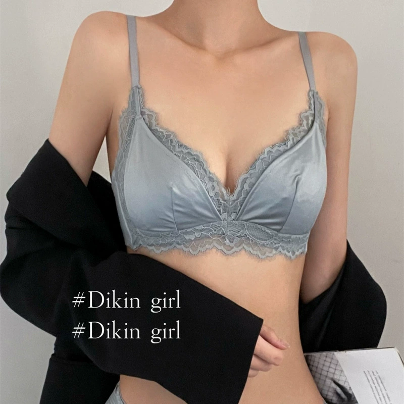 Push up bra, thин underwear, lace wireless bra, bra top, supporting set, french style