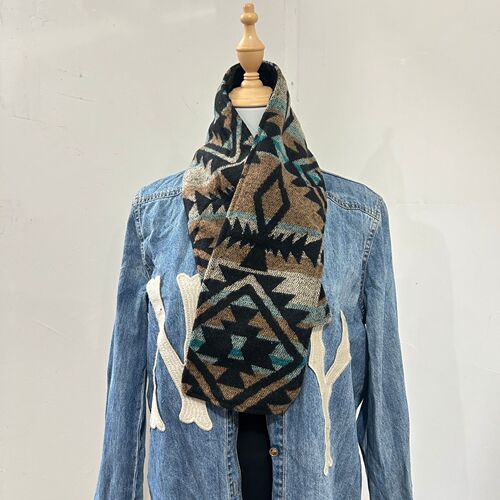 Europe, America, Bohemia, American, Western cowboy, country style woolen jacquard double-layer collar for men and women