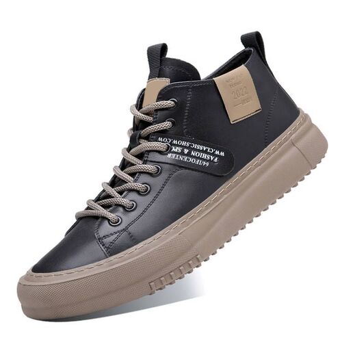 men's shoes spring men's new breathable fashionable shoes all-matching soft sole sports trend casual leather shoes black