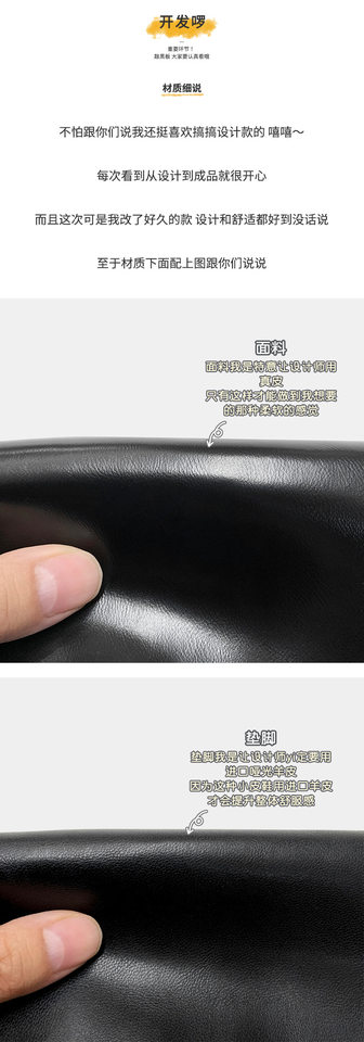 Giày lười nữ đế dày mũi tròn gắn khóa đồng xu nhỏ, giày da đơn gót thô 3–5 cm — Màu đen (lót nhung), Màu đen (trong da) chi tiết 7