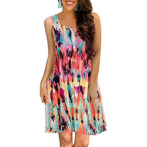 European and American-style Summer Dress | Floral Print, Sleeveless, Round Neck, Loose-Fit Design for Women