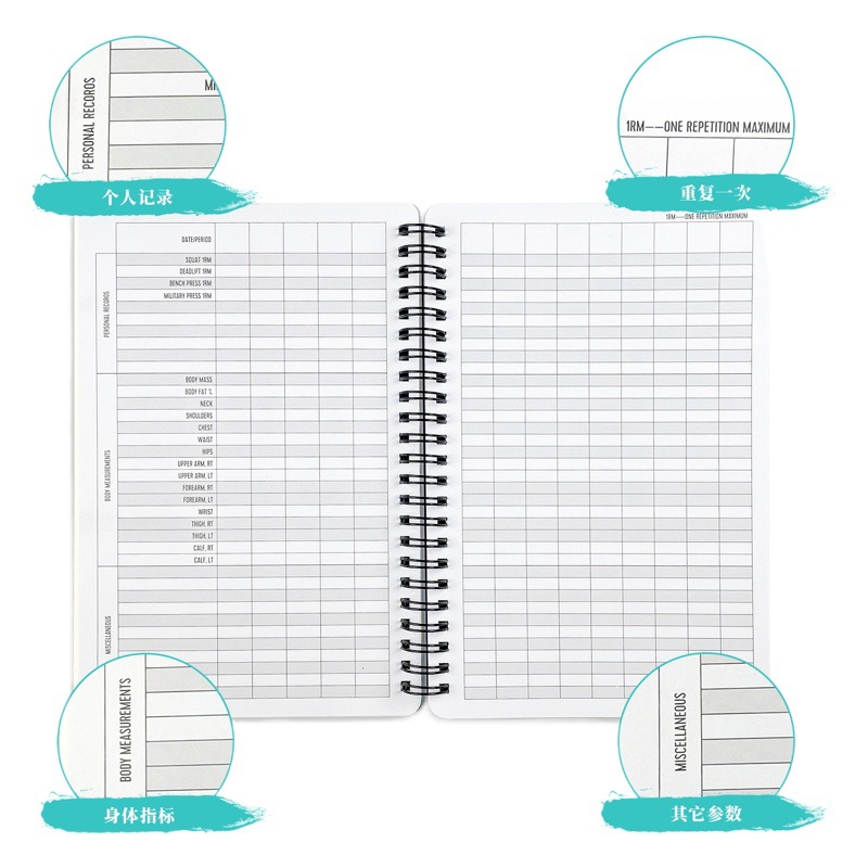 Amazon inglés A5 cuaderno de negocios papel Bloc de notas bobina dieta fitness Reloj-En libro de registro