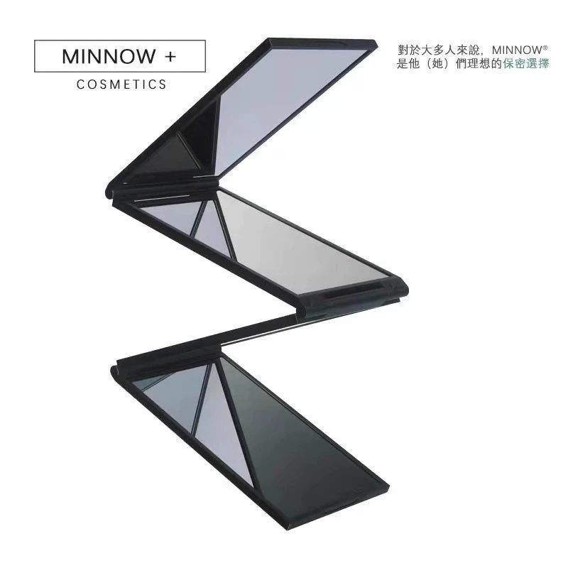 Handheld portable foldable rear view mirror