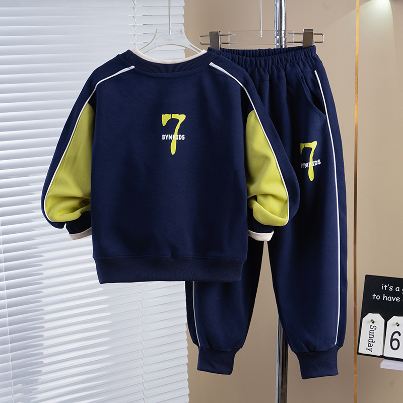 Jongen Fréijoer an Hierscht Buschtawendrock Laangärm Moud Casual Sports Loose Hosen DF Set_voghion.com