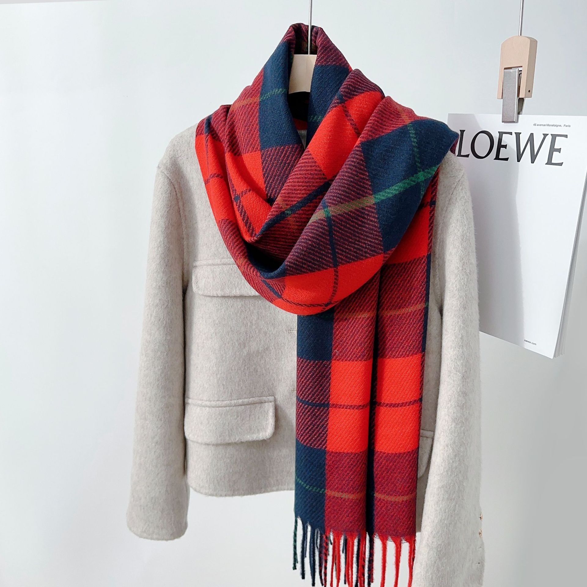 Inglés retro otoño invierno estudiantes pareja bufandas bufandas de diseño elegante temperamento bufandas imitación de cachemira bufandas image 9
