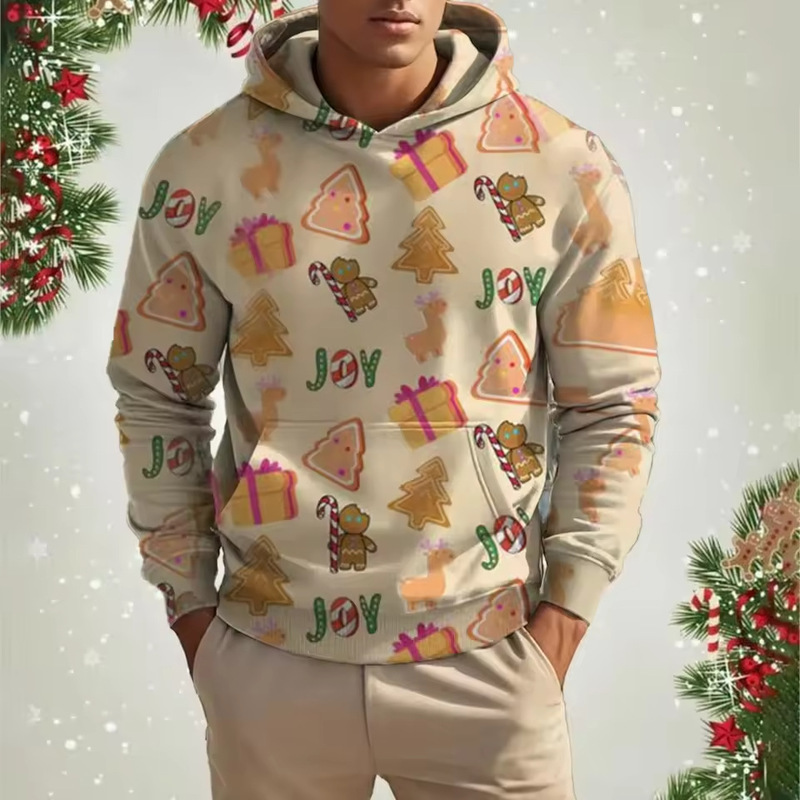 Cross-Border Christmas Snowman Men's Hooded Sweatshirt (Drop Shipping, You Can Bring Your Own Picture, the Price Can Be Negotiated)