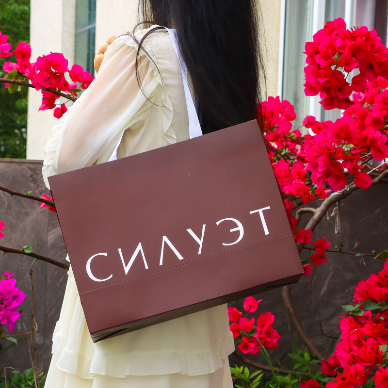 服装手提袋定制高级感购物包装礼品袋子企业牛皮纸白卡纸袋定做