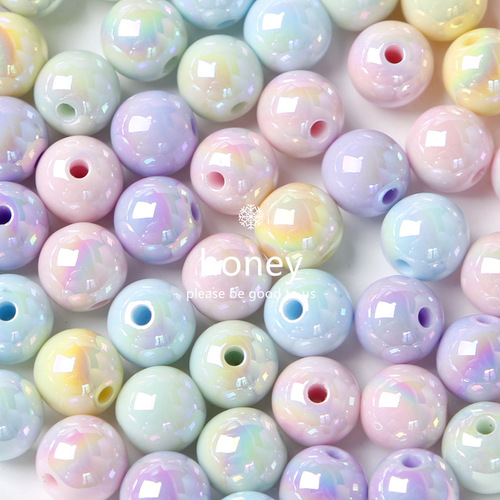 16 cards 8 uv plated colorful shell beads acrylic loose beads diy bracelet mobile phone chain beaded head rope car hanging accessories
