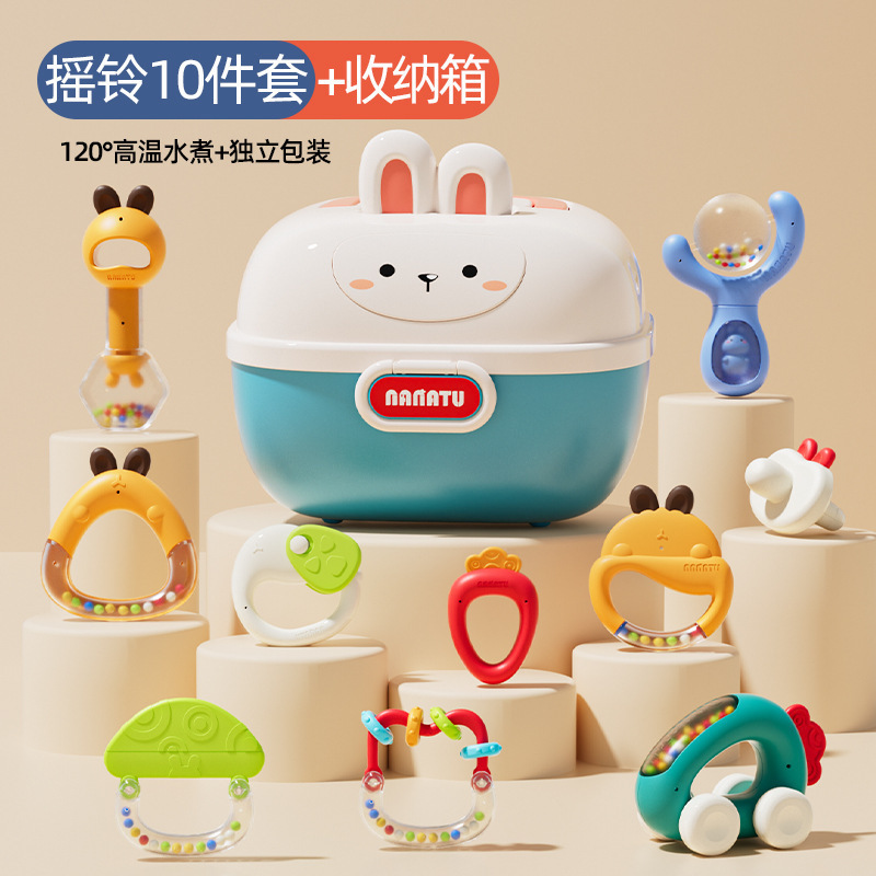 Los juguetes para bebés de agarre de mano de Manhattan transfronterizos pueden morder el mordedor, los bebés de 3 a 6 meses de edad sostienen los molares 0 a 1 año