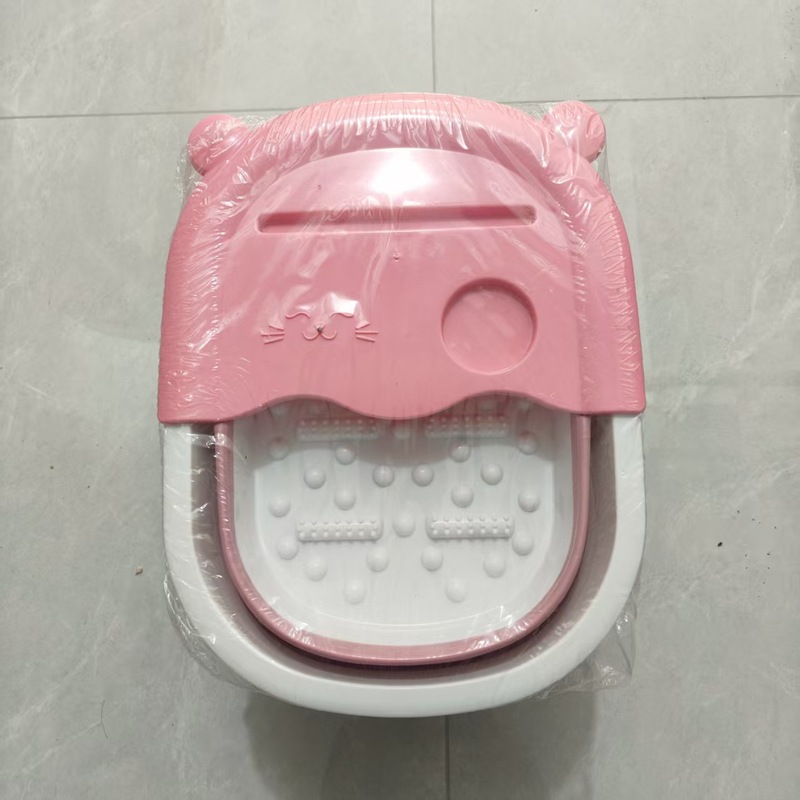 折叠足浴桶带滚轮加热儿童泡脚桶家用带盖足底按摩洗脚盆神器|undefined