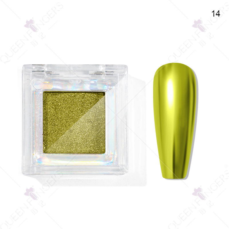 Nuevo brillo de uñas color sólido espejo mágico polvo cuadrado caja brillo láser polvo de titanio polvo de oro polvo de hadas polvo de sombra de ojos en polvo