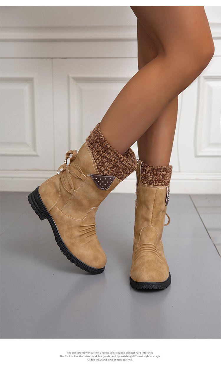 Large Size Short Boots Women Fashion Explosion Outer Boots Women Solid Color Low Heel Short Boots_voghion.com