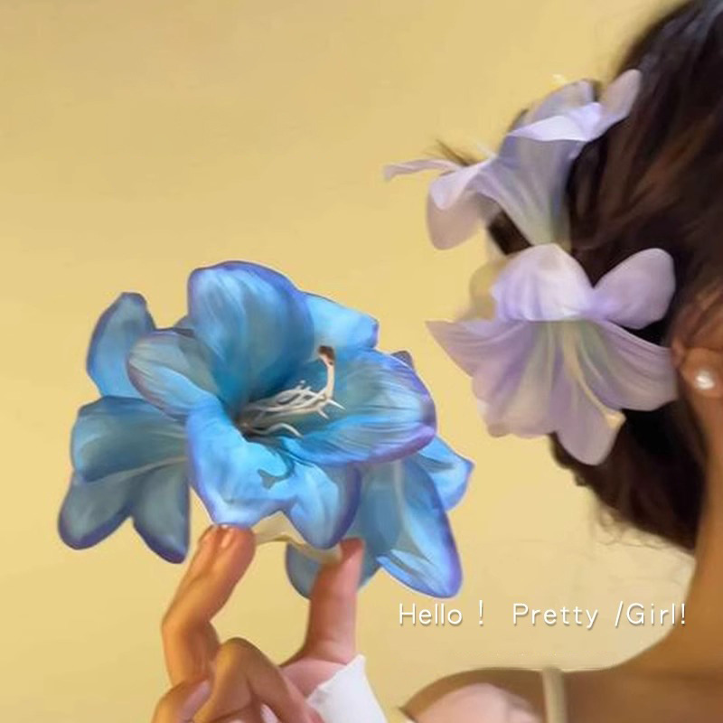 Coreano super belleza estereoscópica lirio agarrar clips de flores de alta calidad mujer cabeza trasera clips de tiburón temperamento tocado