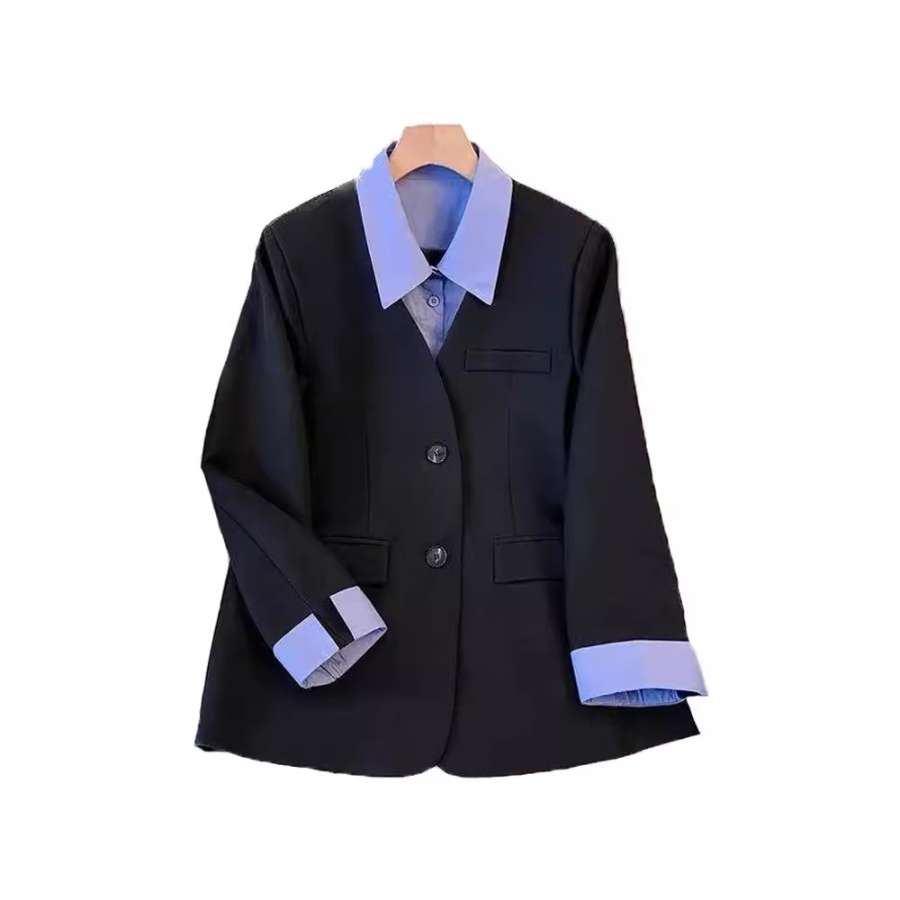 Women's Clothing Small suit women's short jacket spring and autumn new loose slim two piece shirt collar suit top outer wear_voghion.com