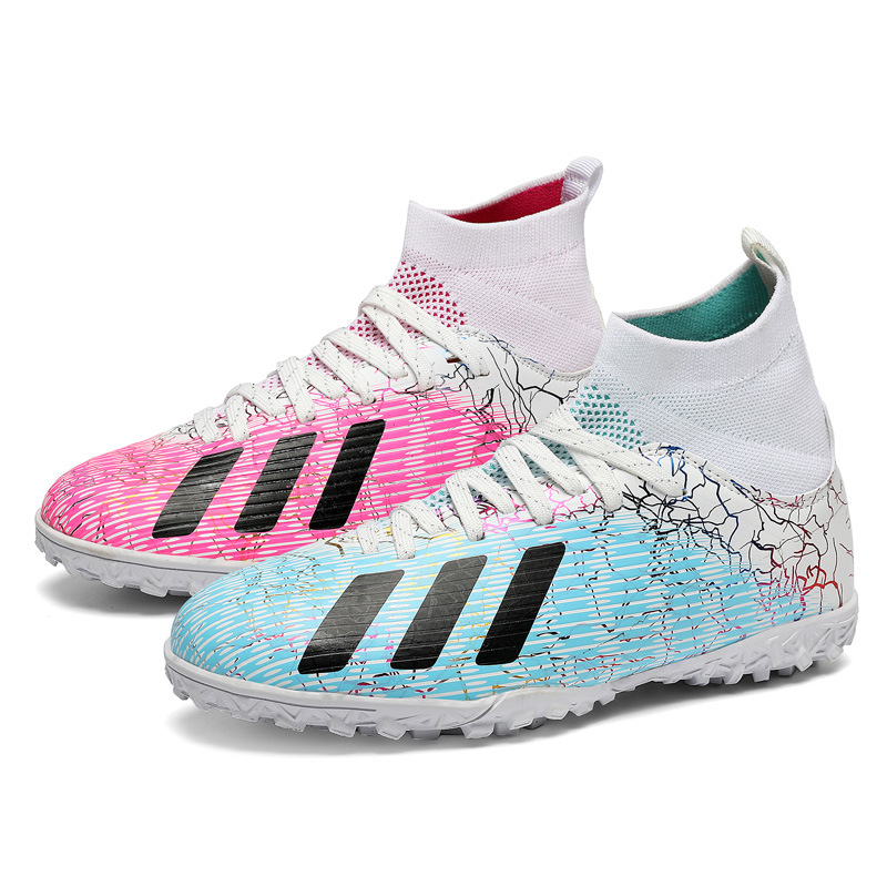 Fabricante más tamaño zapatos de fútbol de los hombres de alta superior artificial hierba rota uñas Pato Mandarín zapatos adolescentes estudiantes transpirable zapatos de entrenamiento