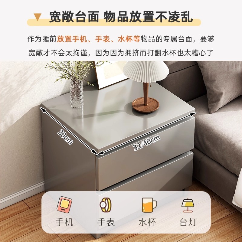 Mini meseta de cabezal de cama dormitorio doméstico 2026 nuevo armario de almacenamiento simple gris de lujo ligero de alta calidad armario de almacenamiento junto a la cama