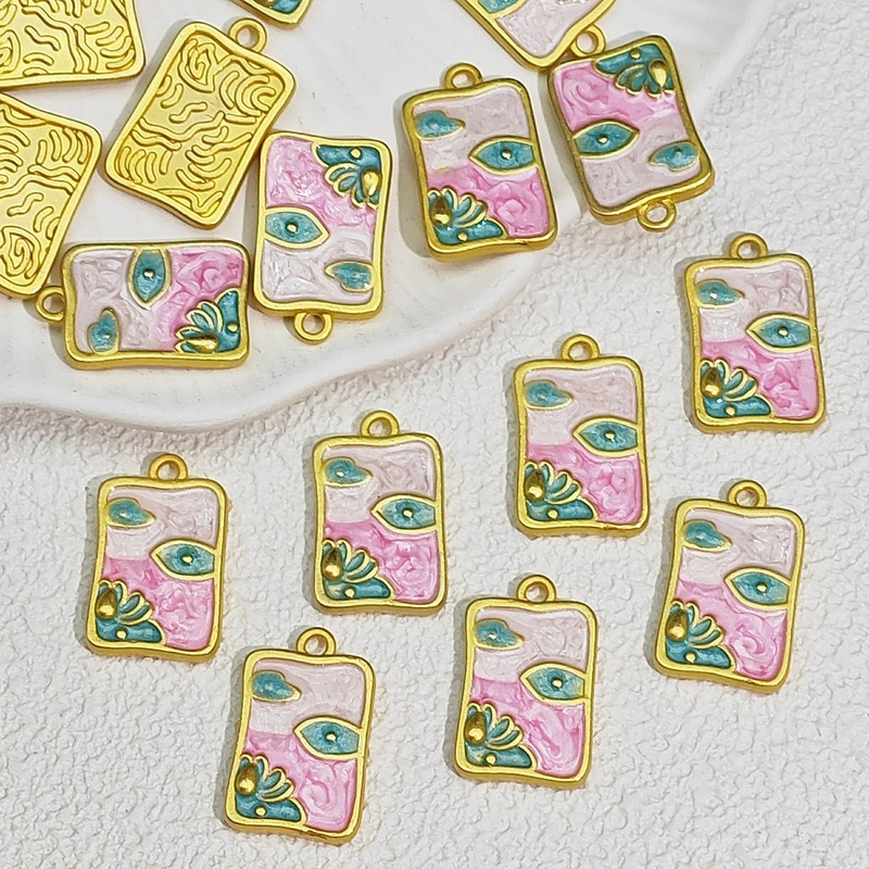 莫奈花园郁金香吊坠沙金花朵保色挂件diy小清新手链项链饰品配件|undefined