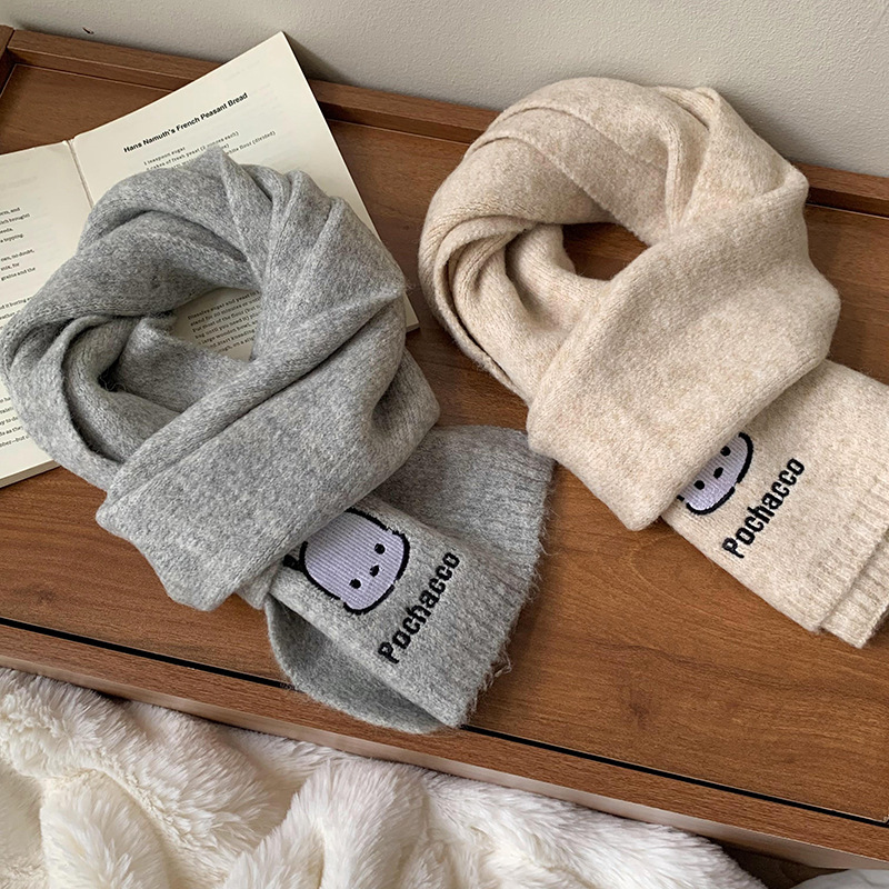 Bufandas de hombro de alta calidad 2025, otoño y invierno, nuevo estilo cálido Sanrio, bufandas de cuello de lana de punto cálido y grueso