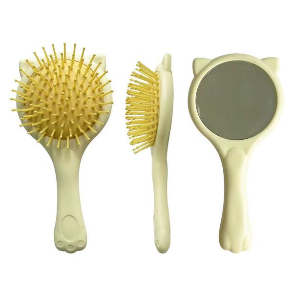 Macaron Small Comb Round Mirror Hair Smoothing Comb Cute Household Air Bag Comb Student Air Cushion Comb Portable Air Bag Comb