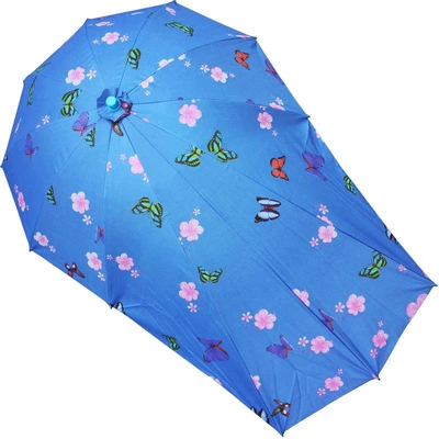 Electric scooter sunshade, motorcycle: Elektromobil üçün ön şüşə çətiri (günlük) - flower-butterfly-blue-extended-vinyl-umbrella-single-umbrella-without-a-stand