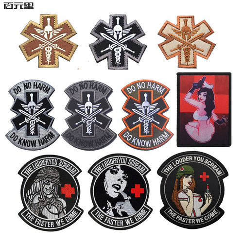 US Medical Badge Embroidered Velcro Badge Armband DO KNOW HARM Don't Hurt Me Nurse Morale Badge