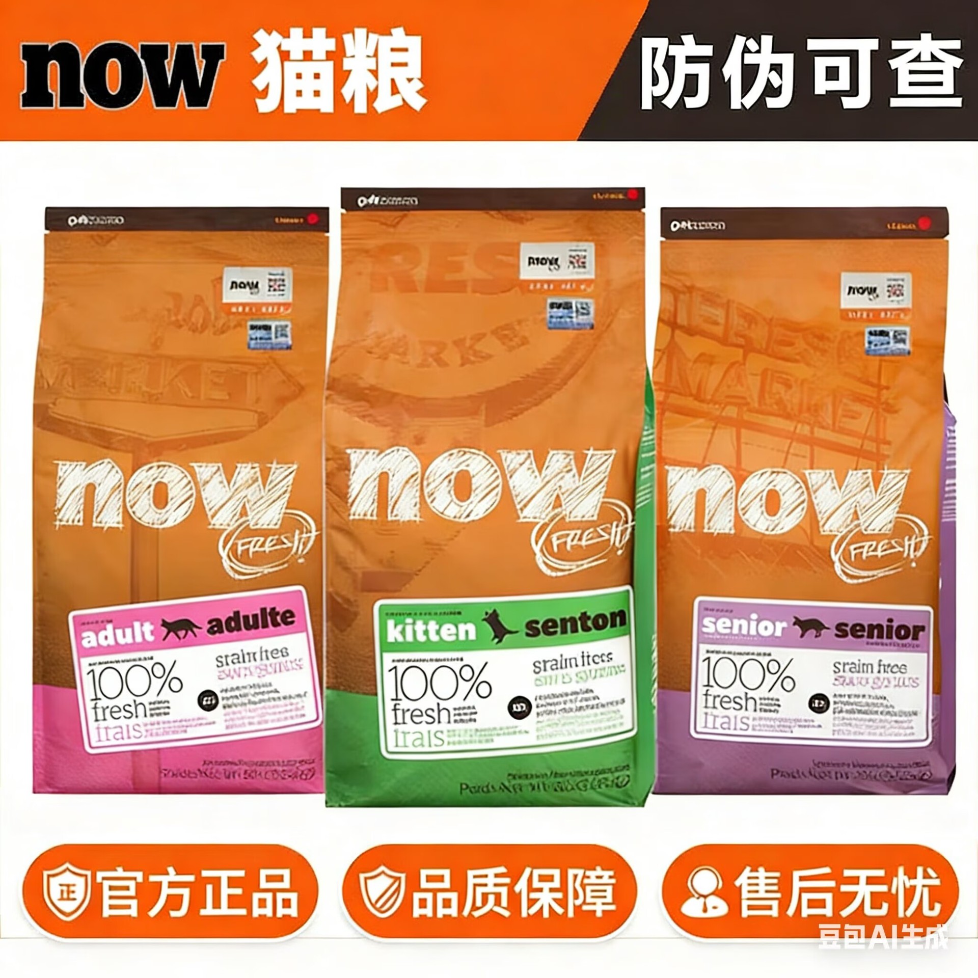 N/Ow Grain-Free Cat Food for Adult Cats, Turkey and Duck Meat, All-Stage Complete Cat Food, Suitable for Adult and Young Cats, 8 Pounds