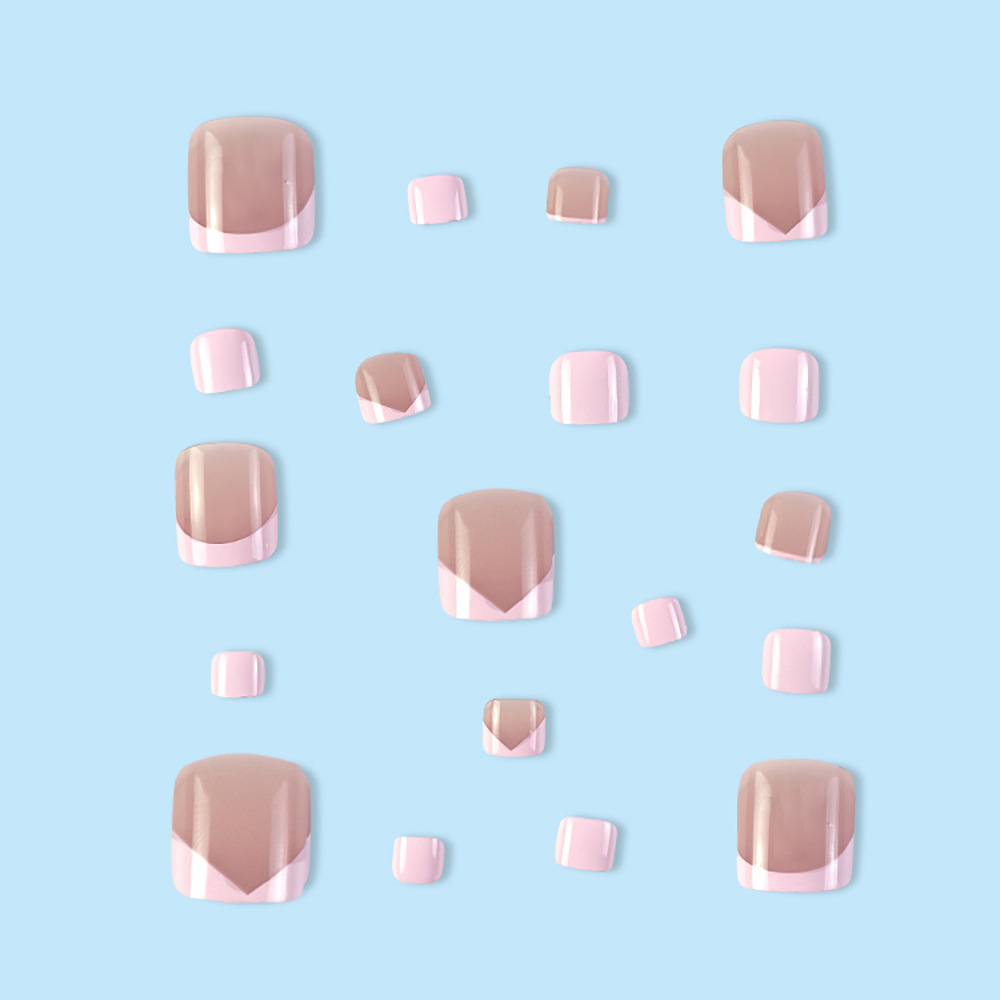 Comercio exterior polvo desnudo para usar uñas de pie estilo elegante pie de pie francés 24 piezas en caja suave ambiente pie de pie