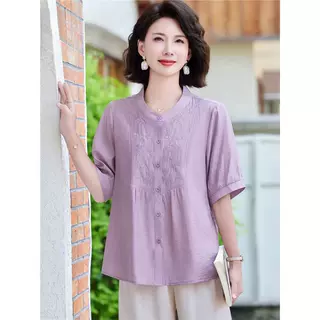 妈妈夏装气质套装2025新款50岁中老年女小衫老年人短袖t恤两件套