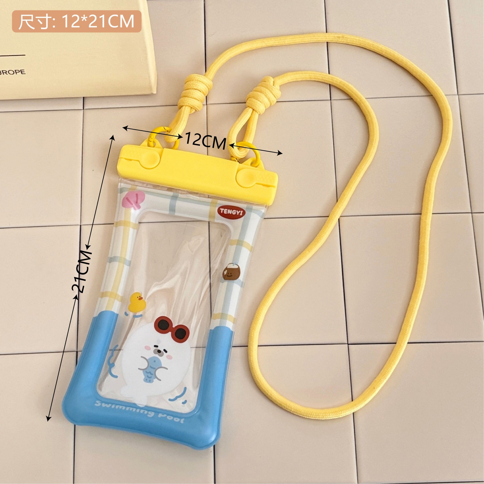 Teléfono móvil de plástico de verano lindo de dibujos animados bolsa impermeable bolsa de arena movediza bolsa a prueba de golpes bolsa colgante de teléfono móvil de natación image 14
