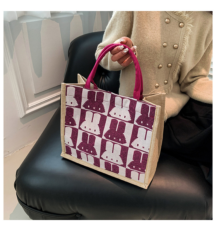 High-end mid-capacity canvas school commuting handbag 2024 new style fashionable and versatile linen single-shoulder tote bag undefined