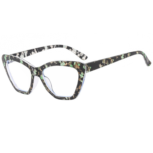  new cross-border fashion anti-blue light cat eye glasses frame European and American trendy floral frame flat mirror BL901