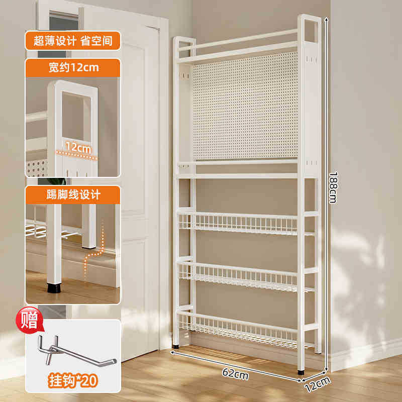 Estante detrás de la puerta Estantería ultrafina de hierro forjado de piso a techo para niños con espacio de pared simple y extremadamente estrecho Gabinete de almacenamiento doméstico montado en la pared