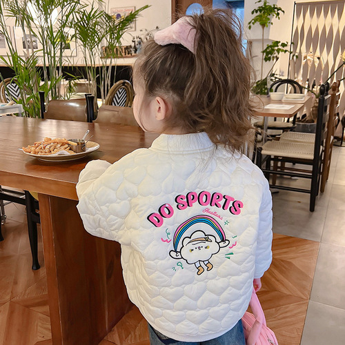 Girls Autumn and Winter Jackets  Western Style Baby Girl Padded Tops Girls Winter Clothes Cotton Clothes Children's Baseball Uniforms