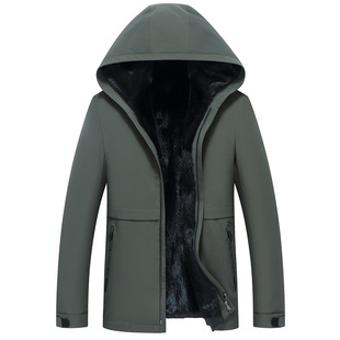 Winter New Men's Niao Mink Whole Mink Parksuit Removable Liner Fur Coat Mid-length Thickened