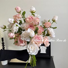 模造花3頭の乾燥バラがレトロな秋色の偽花撮影道具の家庭民宿装飾ソフト